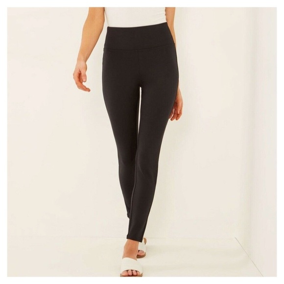 Three Dots Hi Rise Ponte Pant Black Large NWT $128 - Picture 1 of 8